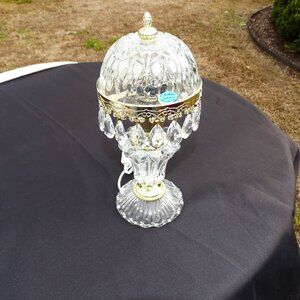 Vintage Style Lead Crystal Nightstand Lamp New